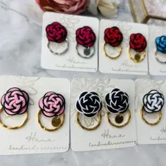 «水引»水引お花の2wayピアス、イヤリング(カメリア風)