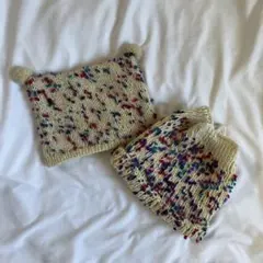 ハンドメイド　カラフル点模様 ニット帽セット（別売り可）