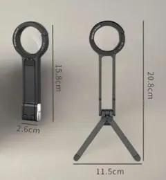 シルバーMagSafe対応カラビナ型スマホスタンド 三脚＆マグネットホルダー
