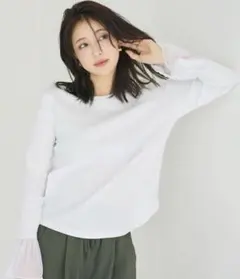 新品　タグ付き　coca 袖チュール切り替えトップス　ホワイト　Sサイズ