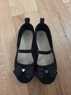 黒いリボン付きフォーマルシューズ 　バレエシューズ