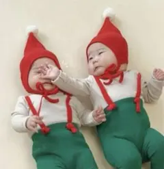 クリスマスベビー服　サロペット+帽子　3サイズ66・73 ・80cm