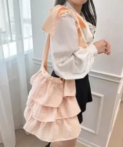 apres jour リボンショルダーフリルバッグ ピンクZOZOTOWN限定