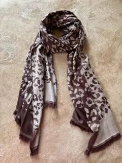 大判　リバーシブルヒョウ柄ストール ブラウン・ベージュ　アニマル