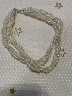 ホワイトパール風　多重巻き　ネックレス