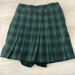 150サイズ グリーン系チェック キュロットスカート
