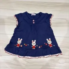 ミキハウスウサギ刺繍ネイビートップス 80cm