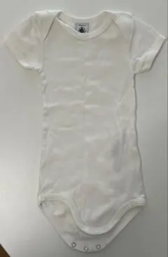 プチバトー　ホワイト 半袖ボディスーツ 18m 81cm