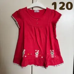 ミキハウス　半袖　チュニック 花柄　うさこ　赤　120