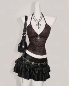 ヒョウ柄キャミソール y2k グランジ 森ガール 平成ギャル 姫ギャル