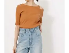 AZUL by moussy デザインカットリブトップス