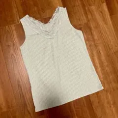 GU レース　リブタンクトップ　ライトグリーン