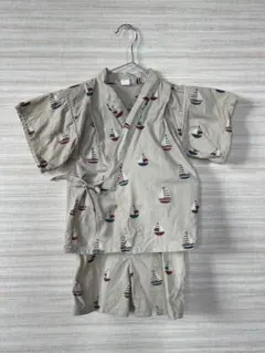 Cottoli 帆船柄 甚平 100cm ベージュ 男の子 夏　綿100%