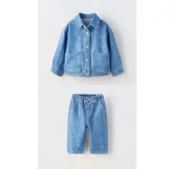 ZARA ハート模様デニムセット 4歳用　ハートデニムジャケット　パンツ