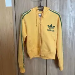 adidas トラックジャケット フード マスタードイエロー×グリーン 白タグ