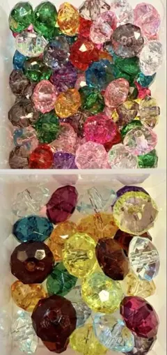 多面カットビーズ 12mm 8mm 穴あり アソートカラー