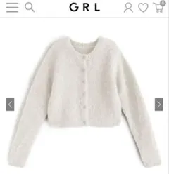 GRL ウール混モヘヤタッチショート丈ニットカーディガン[an1232]