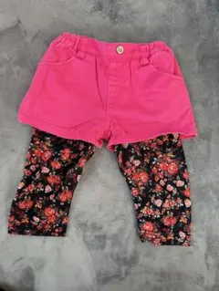 ピンクのショートパンツと花柄レギンス キッズ 110cm
