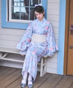 Lovilyn セパレート浴衣(帯無し) ブルー ラビリン | Mercari