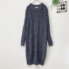 【グローバルワーク】 ケーブルニットワンピ 霜降り ひざ丈 大人カジュアル 秋冬