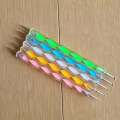 ネイルブラシ ドットペン 5色 ジェルネイル ネイルアート セルフネイル ネイル