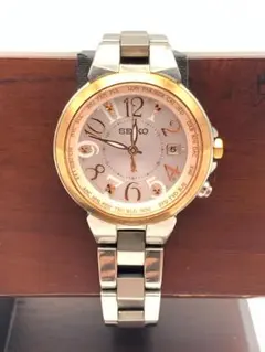 稼働品】SEIKO ルキア1B25-0AE0 ソーラー ピンク ワールドタイム