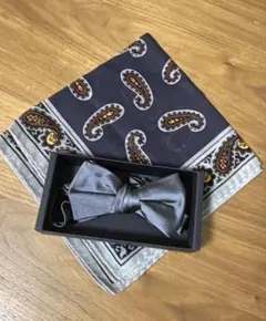 UNITED ARROWS メンズ結婚式小物セット グレー 蝶ネクタイ＆チーフ