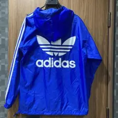 アディダス ウインドブレーカー ハーフジップ ブルー ナイロンパーカー