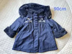 ⭐︎BeBe⭐︎ネイビー⭐︎フード付きボアコート⭐︎90⭐︎