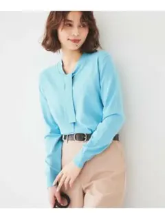 【美品」UNTITLED アンタイトル　ボウタイハイゲージニット　ライトグリーン