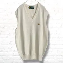 ゴールデンベア　ニットベスト　Vネック　白　オフホワイト　ゴルフ　アウトドア　M