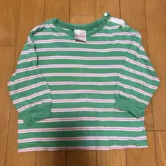バースデイ　ロンT 長袖　ボーダー　90サイズ　緑　ピンク