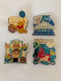 東京ディズニーリゾート ピンバッジ スペースマウンテン アリエル プーさん 東京ディズニーリゾート ピンバッジ スペースマウンテン アリエル プー