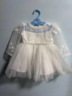 ホワイトベビードレス フラワー刺繍