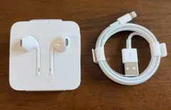 iPhone 純正付属品　２点セット　ケーブル 、有線イヤホン　シール付き