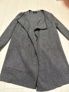 【美品】ZARA KNIT グレー ニットジャケット　カーディガン