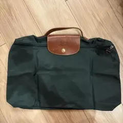 ロンシャン LONGCHAMPダークグリーン トートバッグ レザーハンドル
