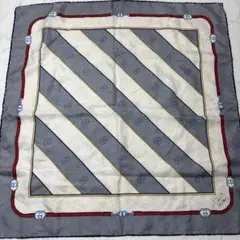 260303 グッチ　スカーフ　ヴィンテージ　グレー　汚れ,糸ツレあり.