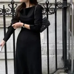 美品 ordinaire ブラックロングワンピース 韓国
