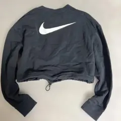 NIKEレディースLナイキショート丈トレーナークルーネックドローコード付ブラック