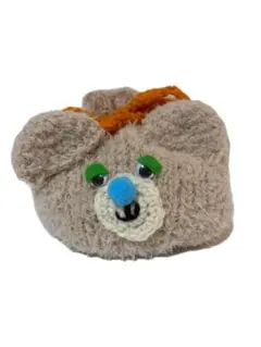 くま巾着 ポーチ レトロ オレンジ