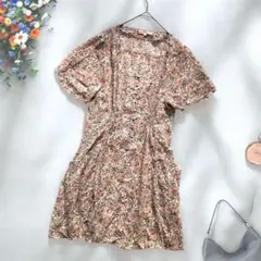 《pink adobe》 シースルーワンピース Lベージュ 花柄 ポケット 薄手のサムネイル