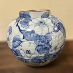九谷焼　千椿　花瓶 上田千椿　上田さかえ　椿　花器　壺　フラワーベース　送料無料のサムネイル
