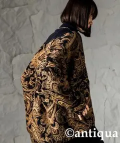 ★お値下げ　♦アンティカ♦ 配色パイピングペイズリー柄ジャケット　ブラック