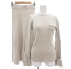 S ミラオーウェン セットアップ リブニット ロングスカート オフホワイト