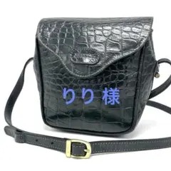 レアカラー BALLY ショルダーバッグ 斜め掛け ロゴ クロコ型押レザー 深緑