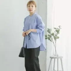 items UR TECH WORKLUXE バンドカラーシャツ サックスブルー