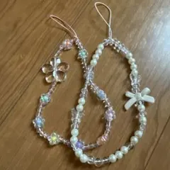 パステルカラーの携帯ストラップ2本セット