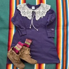 champion kids スエットワンピース パープル130cm小学生