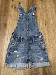 GAPキッズ デニムショートオーバーオール サロペット ダメージ加工 120cm